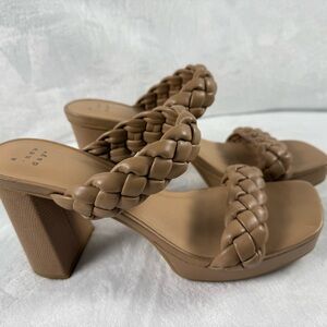 A New Day Tan Braided Heels 8.5